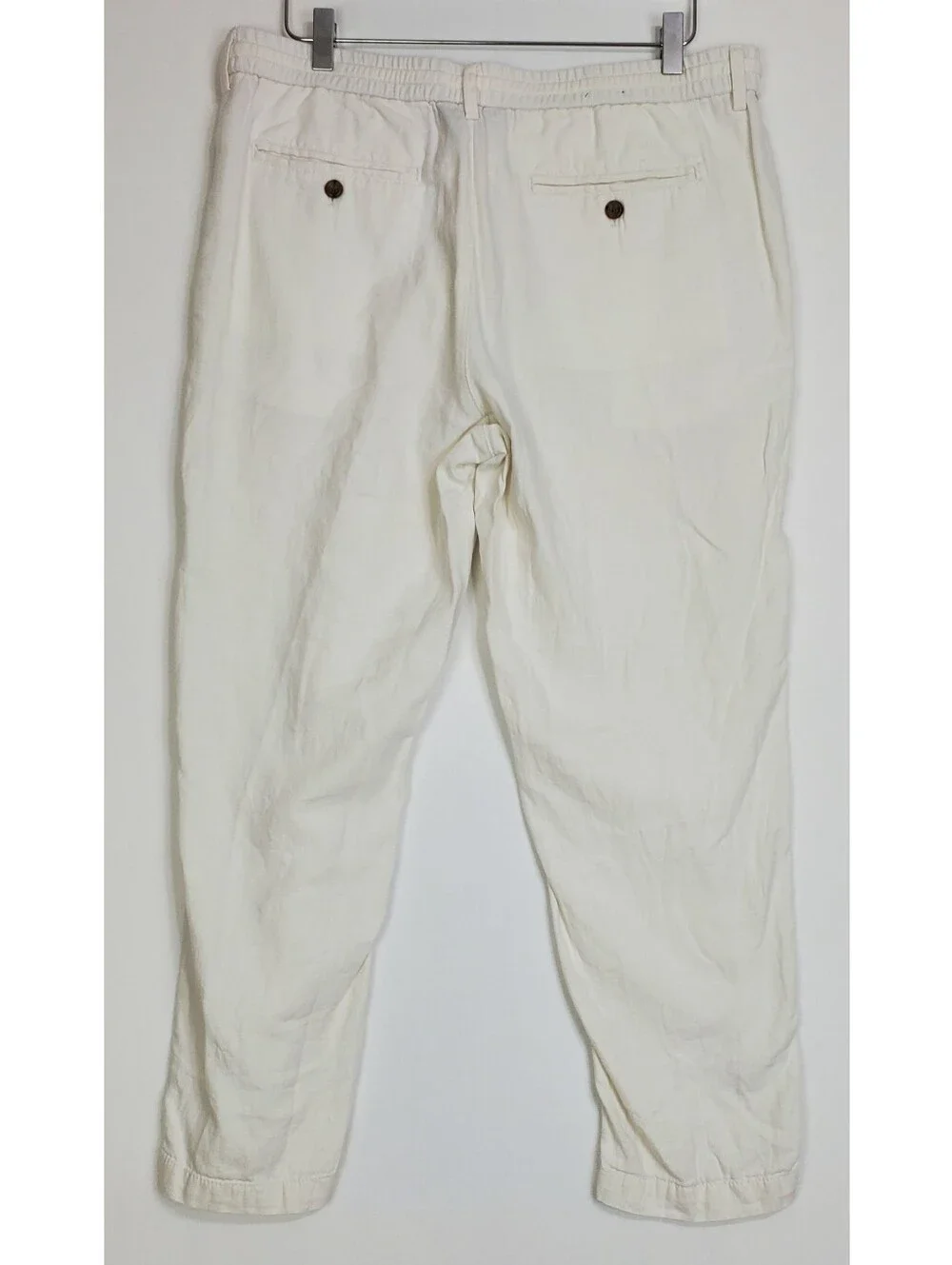 Banana Republic sz 35 athletic fit crop pants linen blend straight leg zip beach